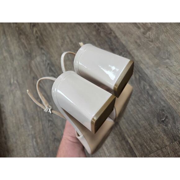 Marc Fisher Lethe Slingback Heels Shoes 7M Bone Ivory Cream Patent Faux Leather - Picture 5 of 9